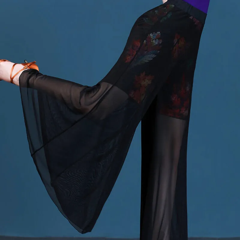 Bell Bottoms Floral Print  Latin/Ballroom Pants