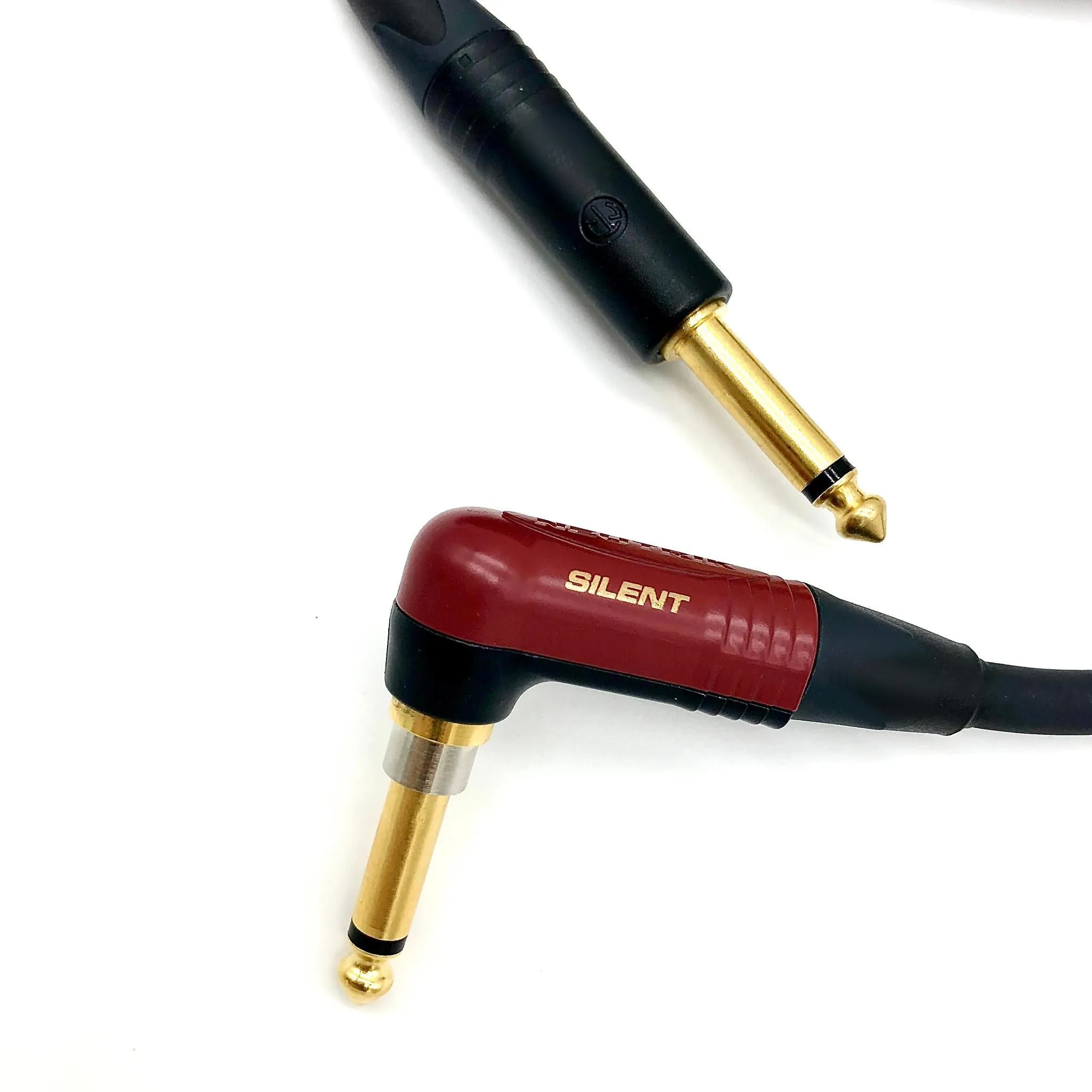 British Audio Pro Performance Silent Instrument Cable - Right Angle Silent to Straight (Black Jacket)