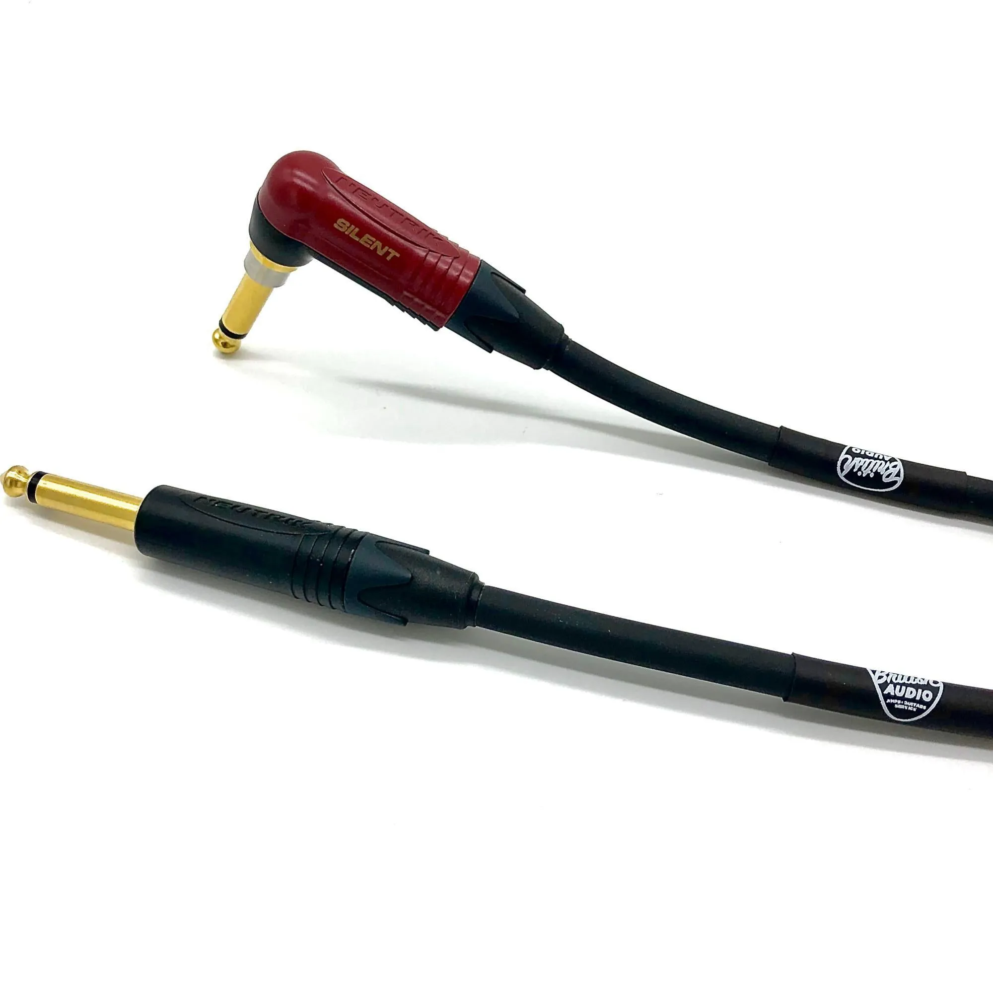 British Audio Pro Performance Silent Instrument Cable - Right Angle Silent to Straight (Black Jacket)
