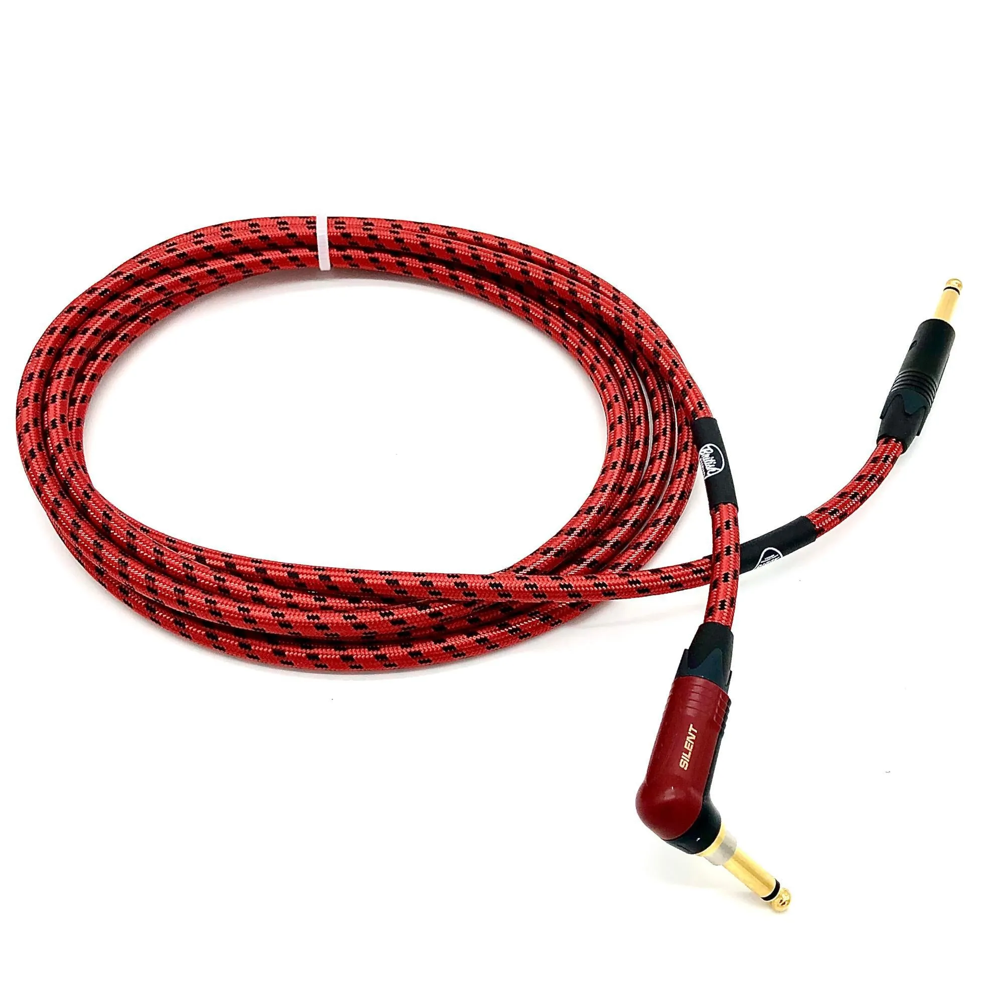 British Audio Pro Performance Silent Instrument Cable - Right Angle Silent to Straight  Braid