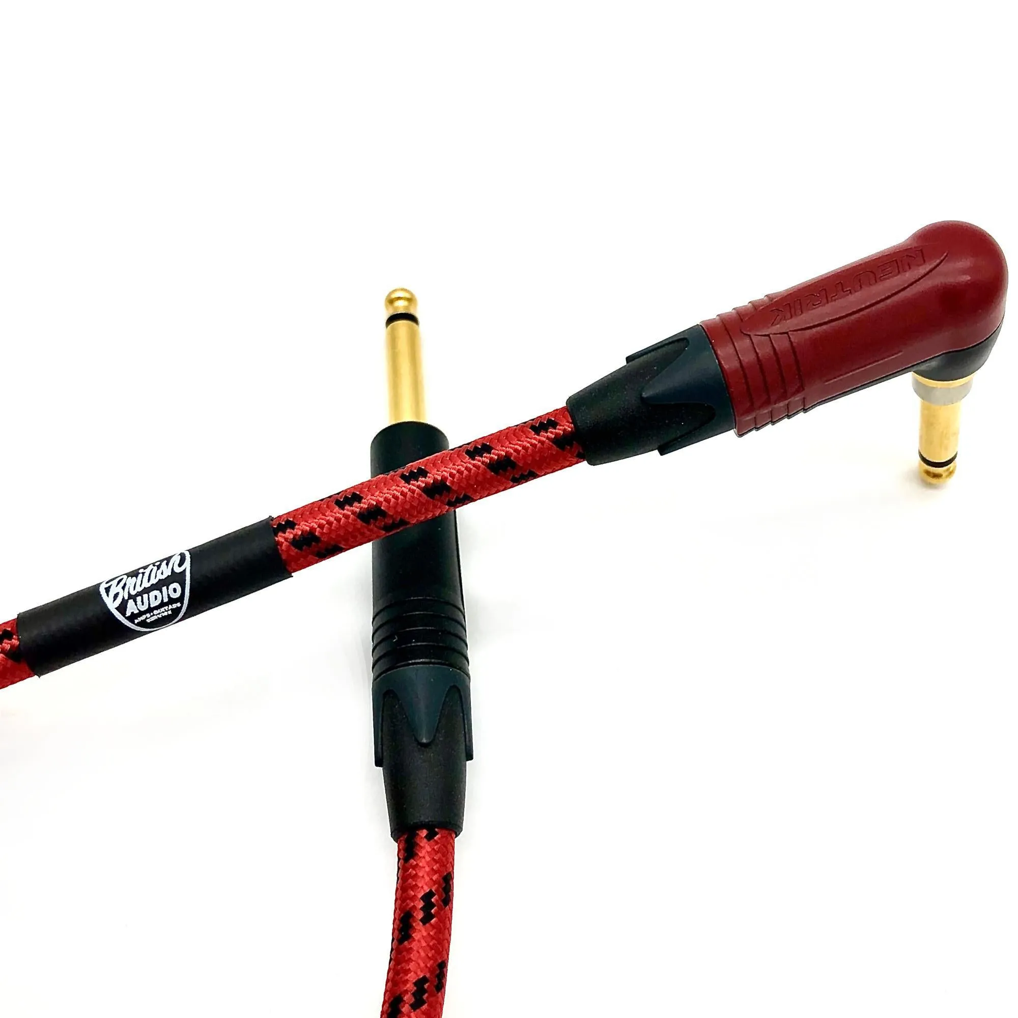 British Audio Pro Performance Silent Instrument Cable - Right Angle Silent to Straight  Braid