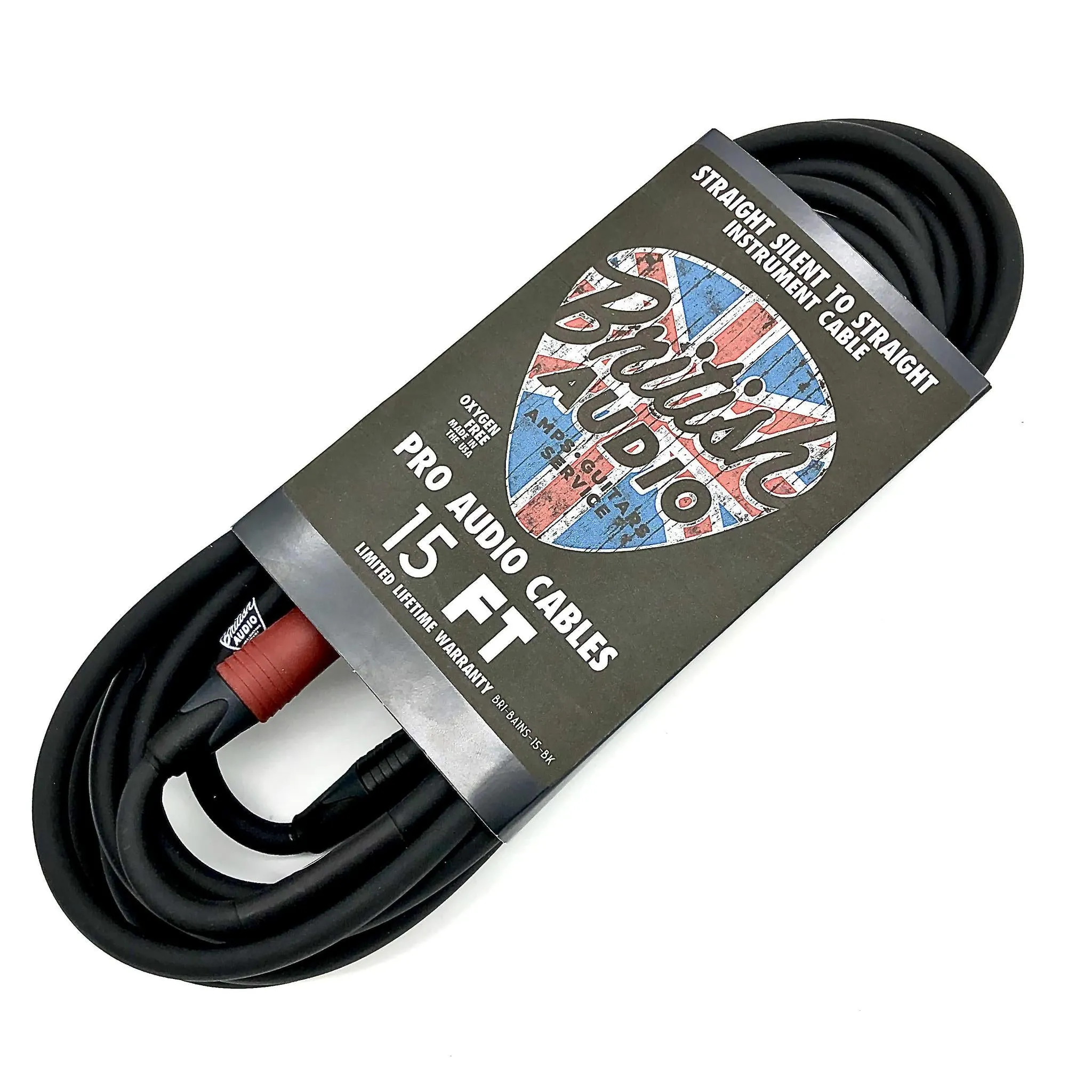 British Audio Pro Performance Silent Instrument Cable - Straight Silent to Straight (Black Jacket)