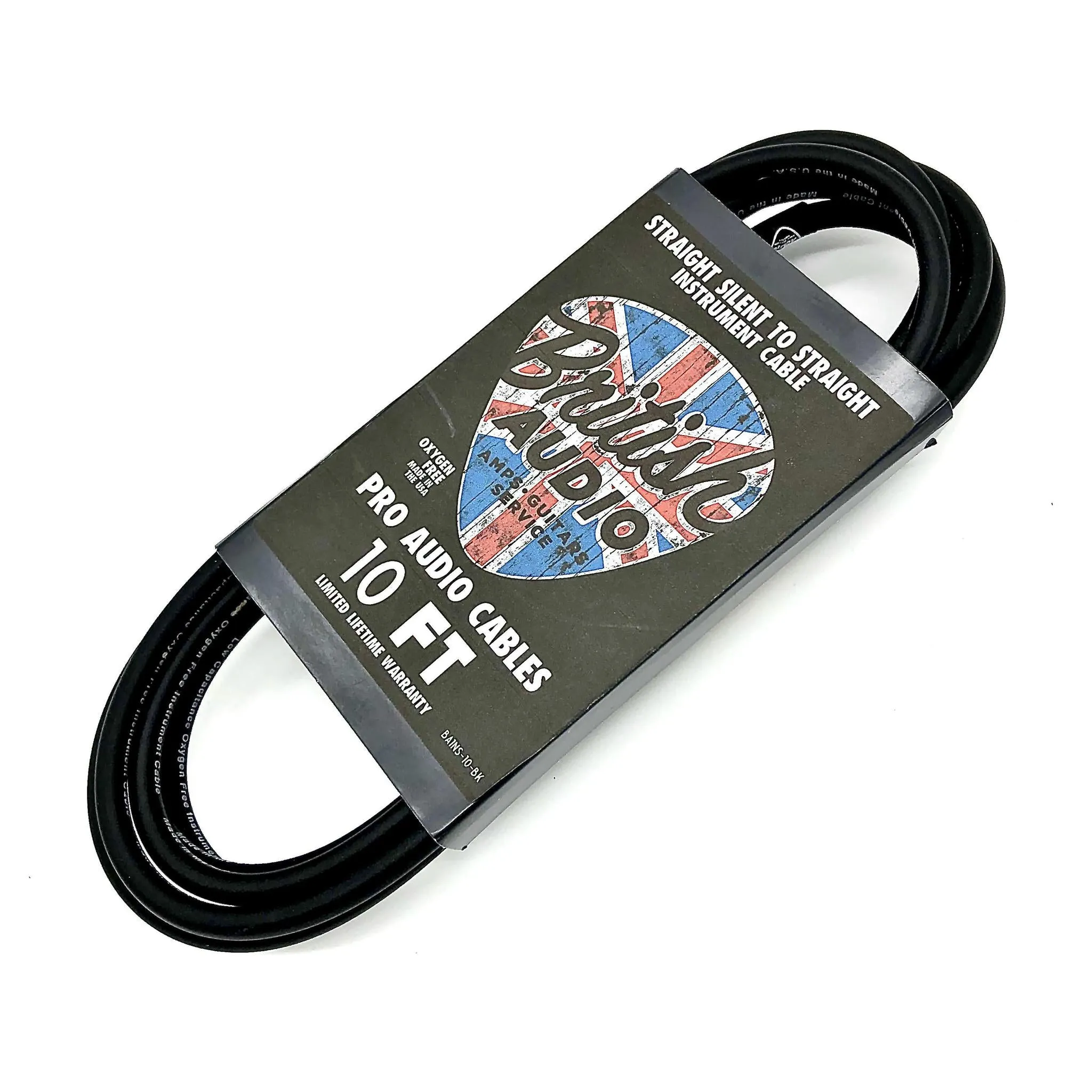 British Audio Pro Performance Silent Instrument Cable - Straight Silent to Straight (Black Jacket)