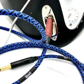 British Audio Pro Performance Silent Instrument Cable - Straight Silent to Straight (Blue & Black Braid)