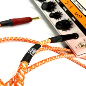 British Audio Pro Performance Silent Instrument Cable - Straight Silent to Straight (Orange & White Braid)
