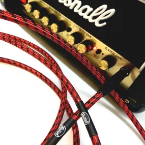 British Audio Pro Performance Silent Instrument Cable - Straight Silent to Straight (Red & Black Braid)