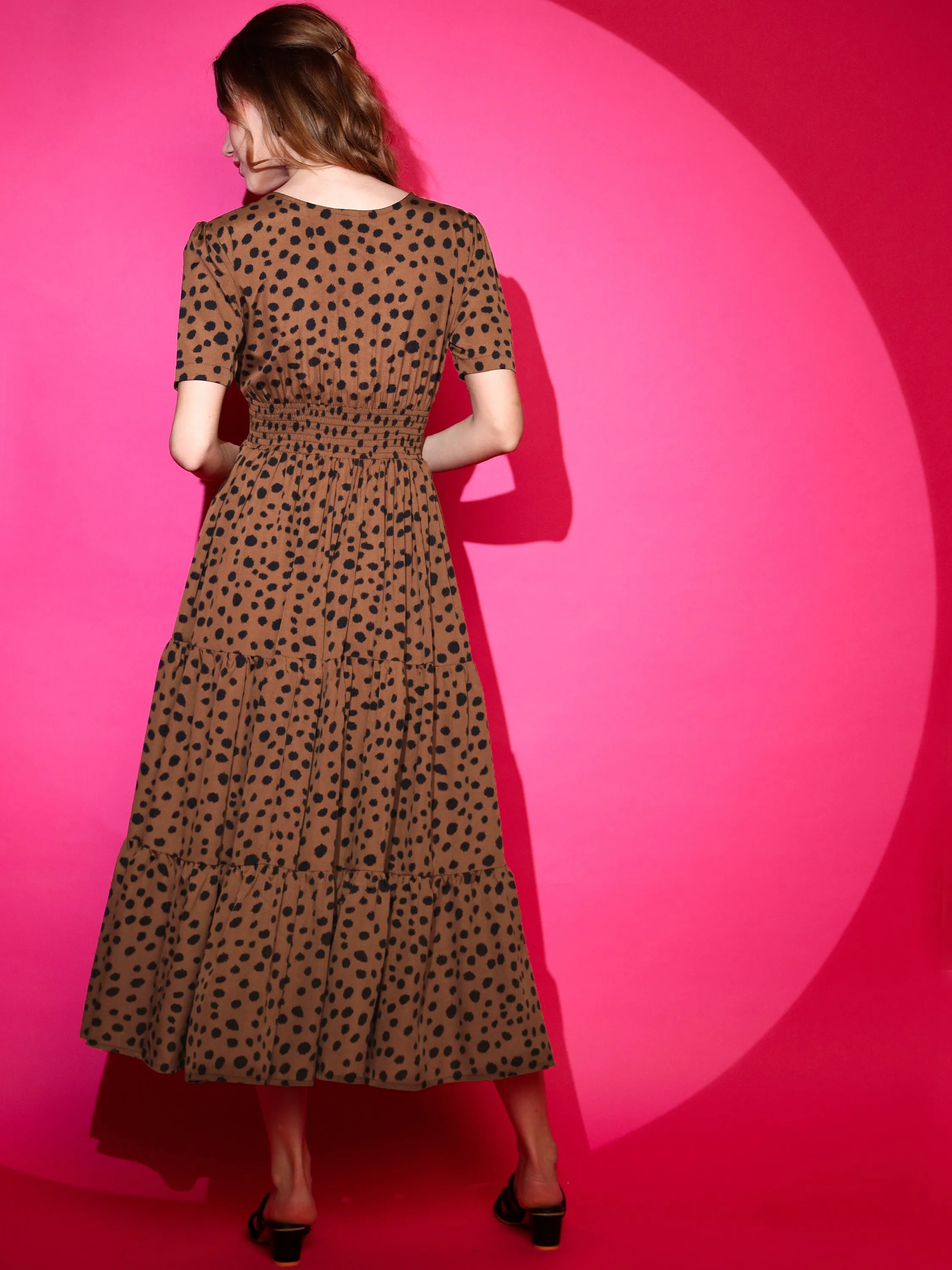 Brown Elegance Midi Dress