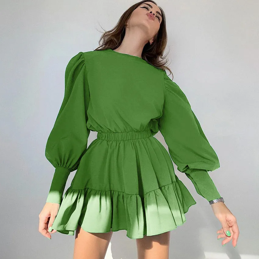 Classy Mid-Length Lantern High Waist French Dress
