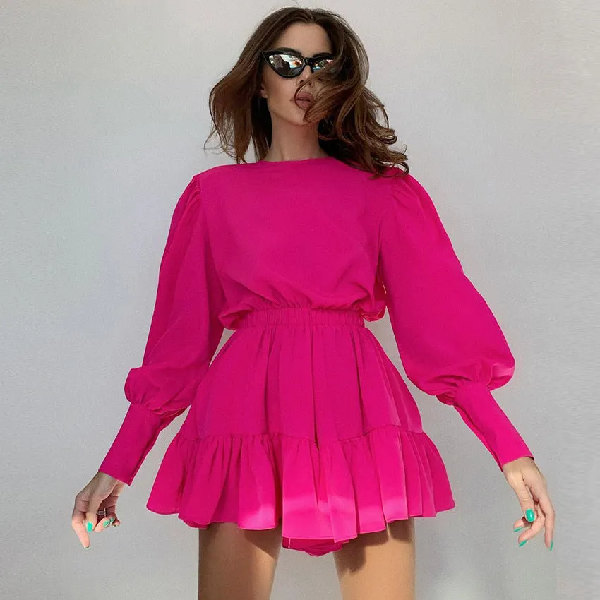Classy Mid-Length Lantern High Waist French Dress