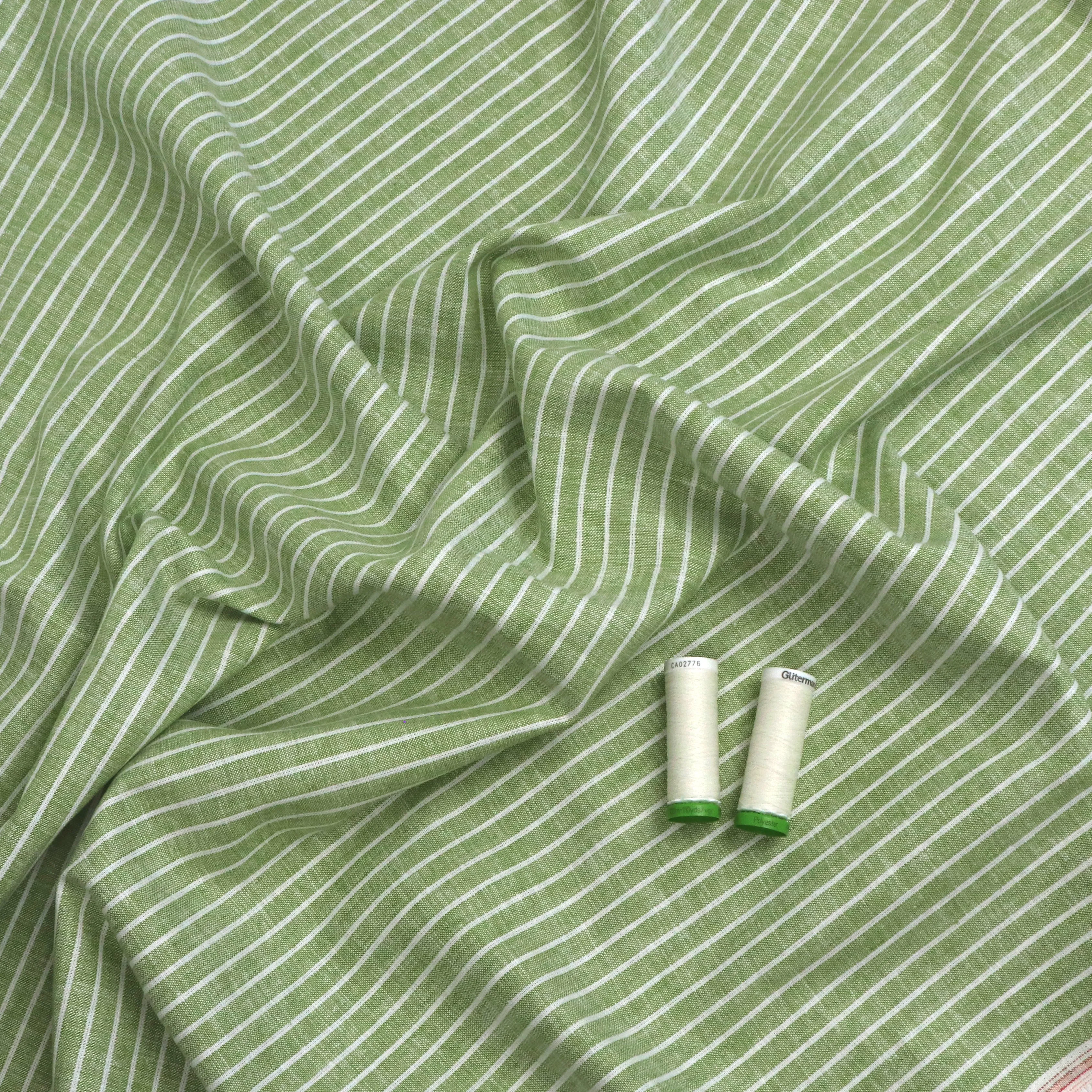 Cotton Linen - Marled Lime Green - Stripe