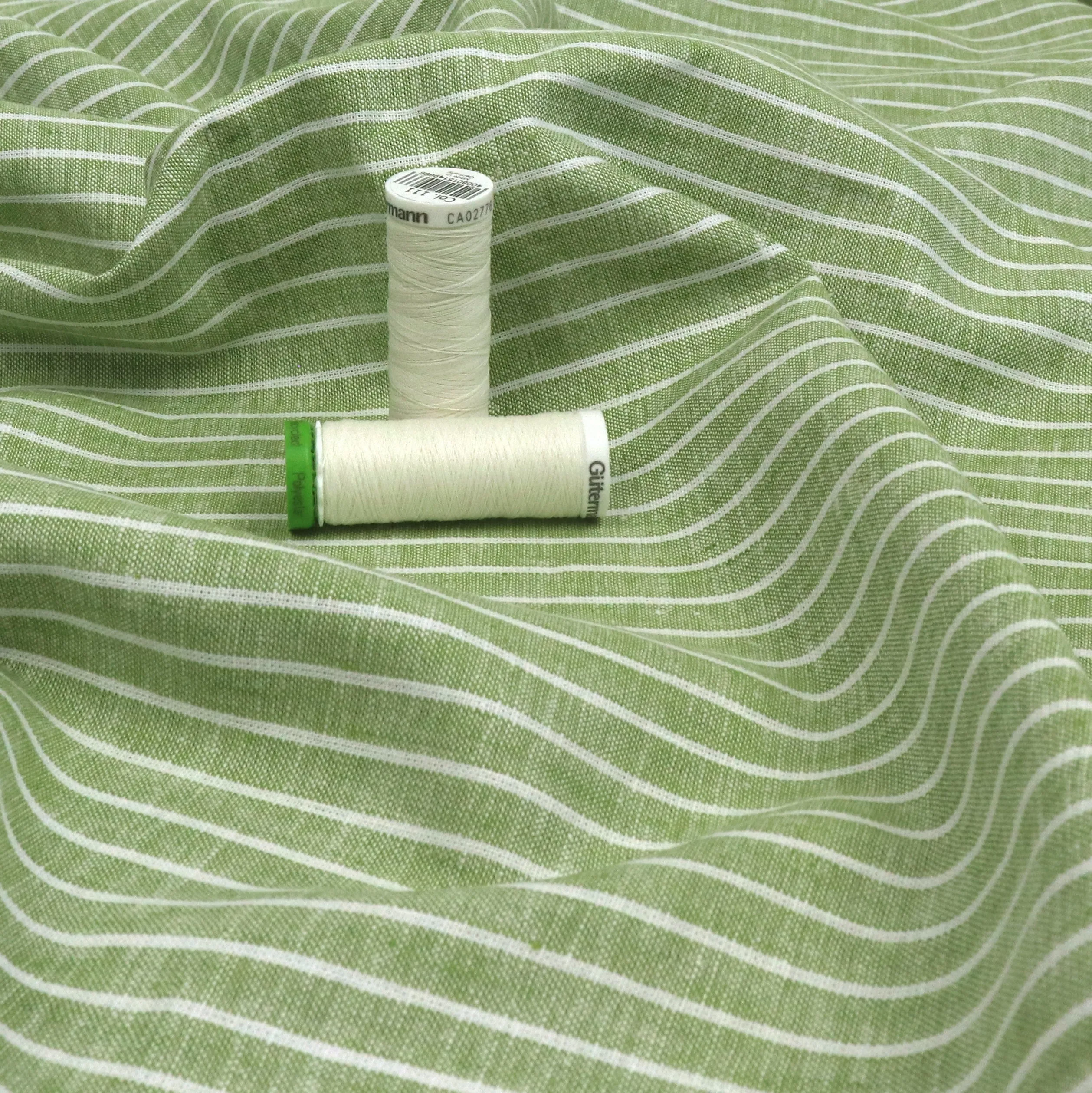 Cotton Linen - Marled Lime Green - Stripe
