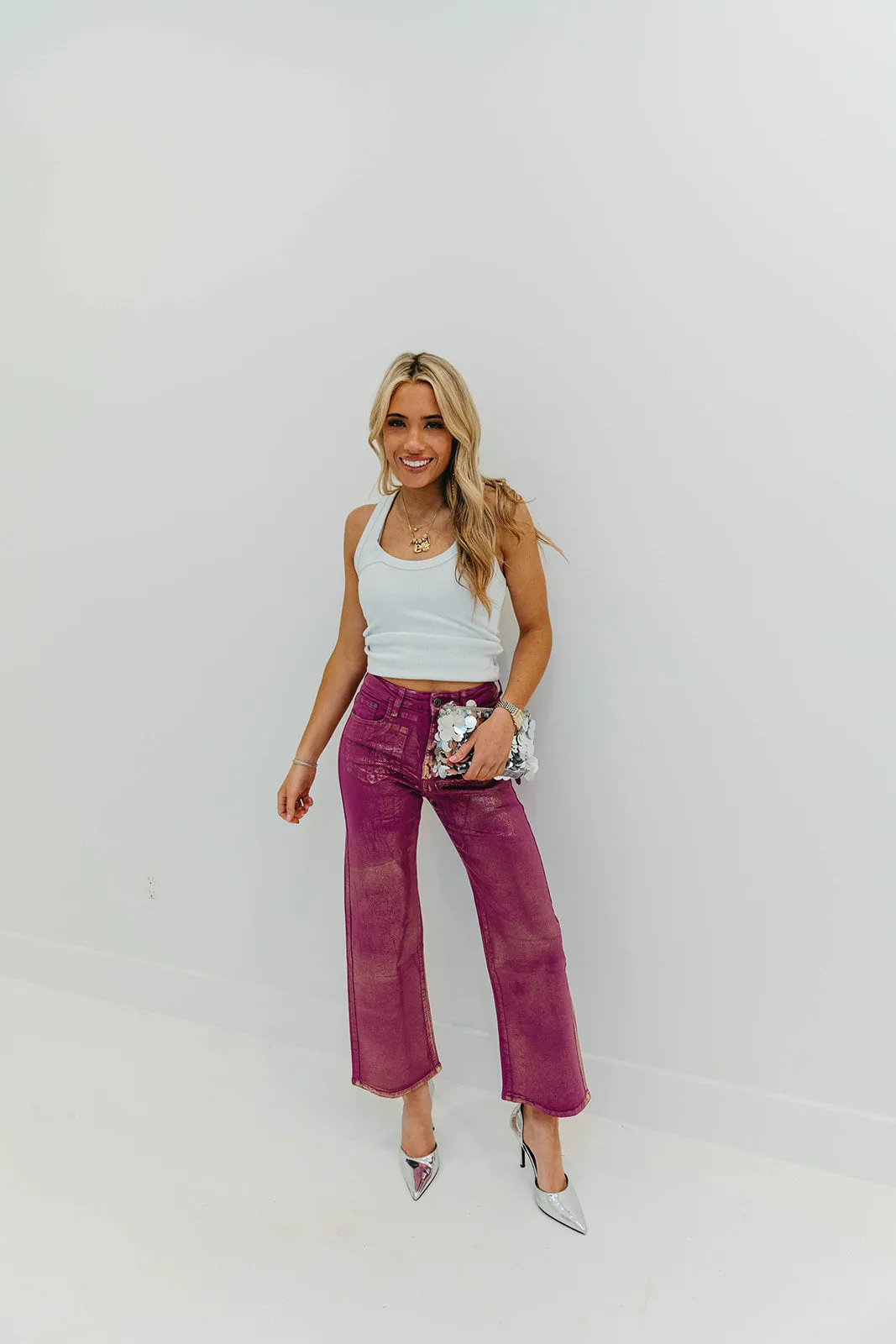 Dallas Metallic Jeans - Purple