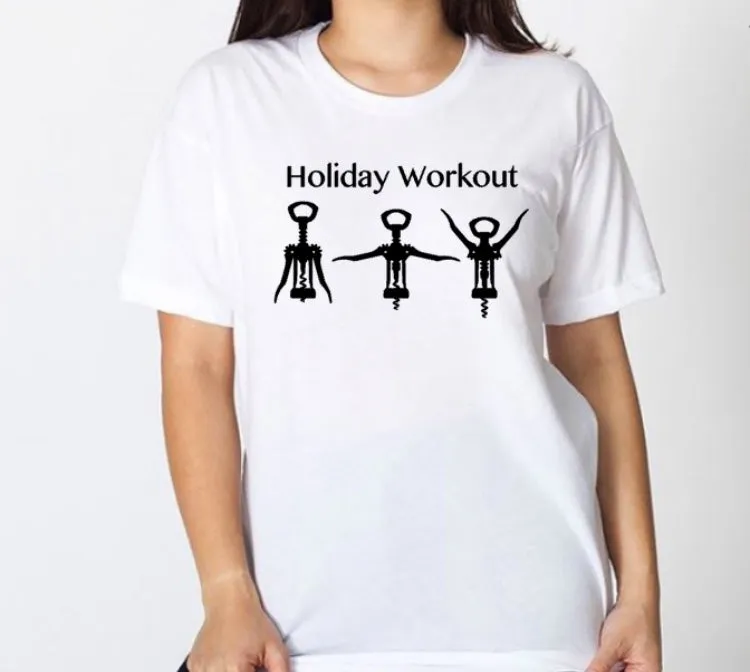 Funny Holiday Workout Shirt, Wine Lover, Women’s Unisex Tshirt