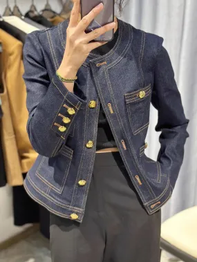 Girlary 2024 Autumn Winter American Retro Style Baggy Casual Blue Fashion Denim Jacket  Women's Long Sleeve Y2K Vintage Loose Jean Coat