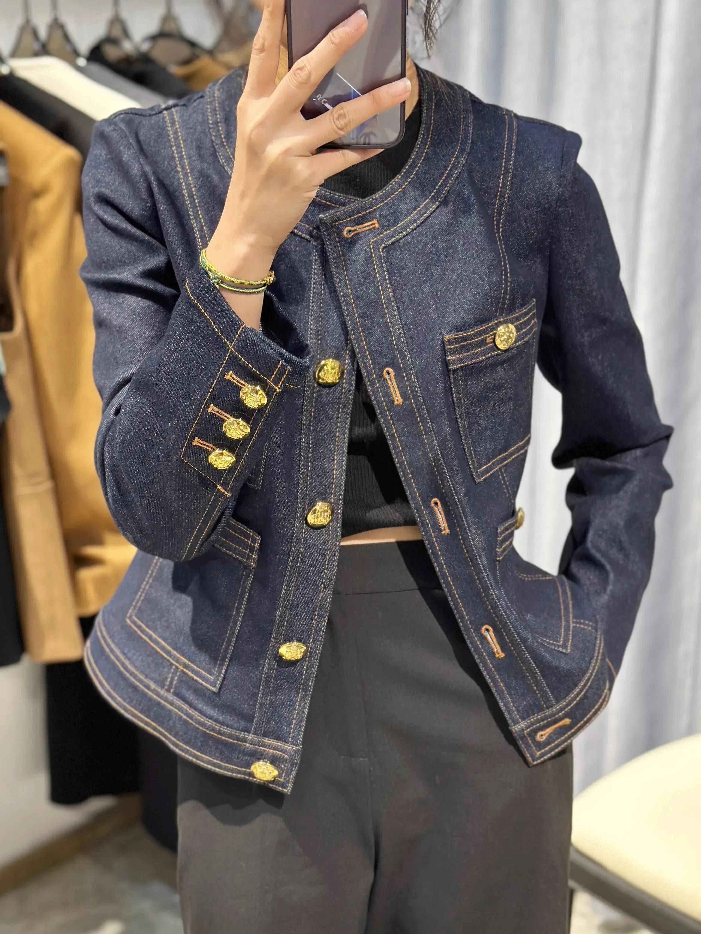 Girlary 2024 Autumn Winter American Retro Style Baggy Casual Blue Fashion Denim Jacket  Women's Long Sleeve Y2K Vintage Loose Jean Coat