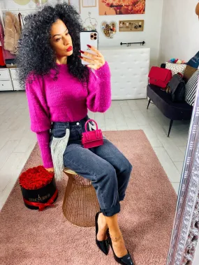 Jeans nero con strass