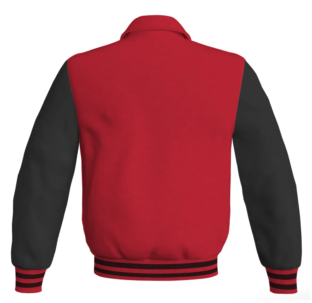 Luxury Bomber Classic Jacket Red Body and Black Leather Sleeves