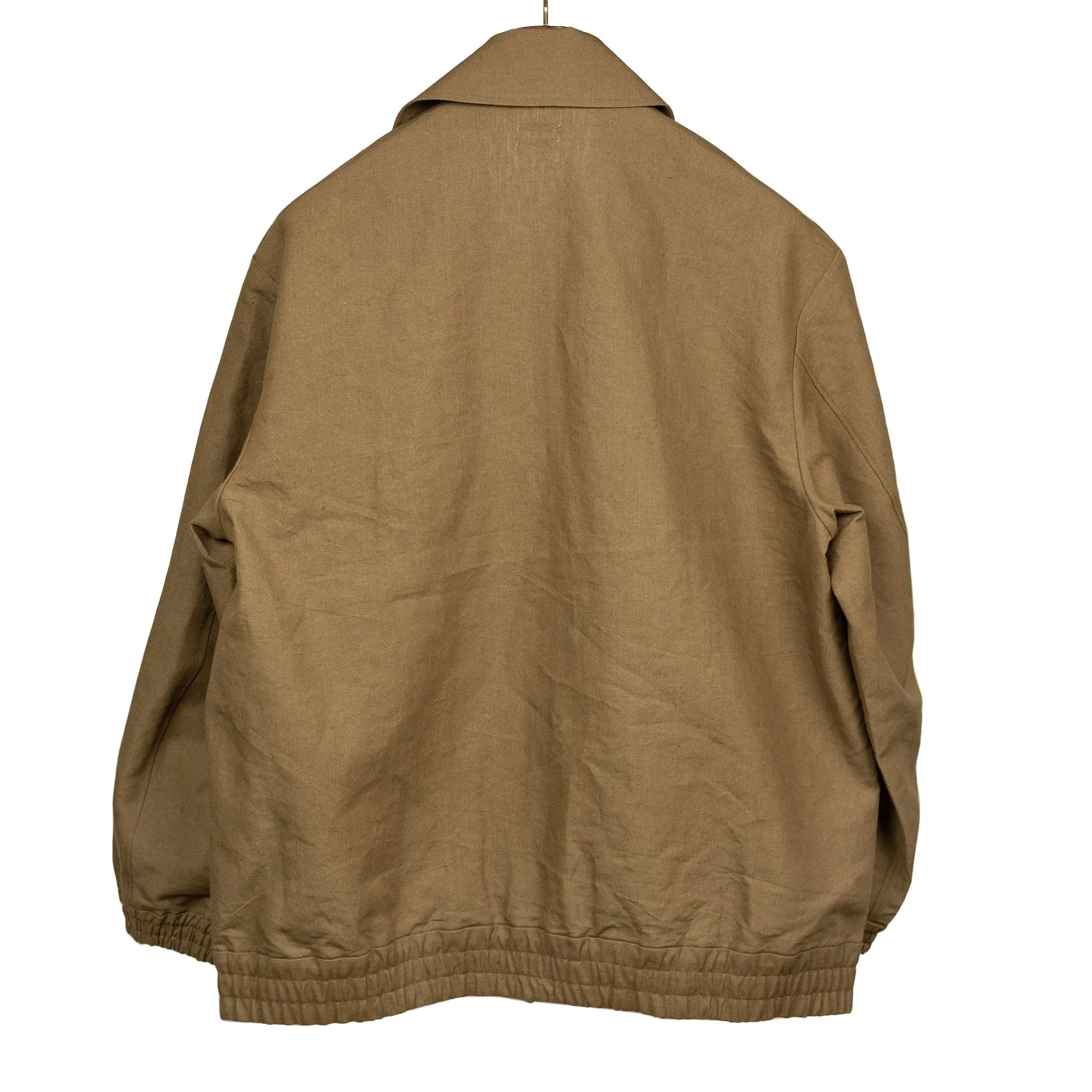 Mechanic blouson in tobacco brown paper and linen