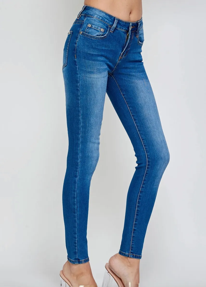 Mimi Mid Rise Blue Skinny Jeans