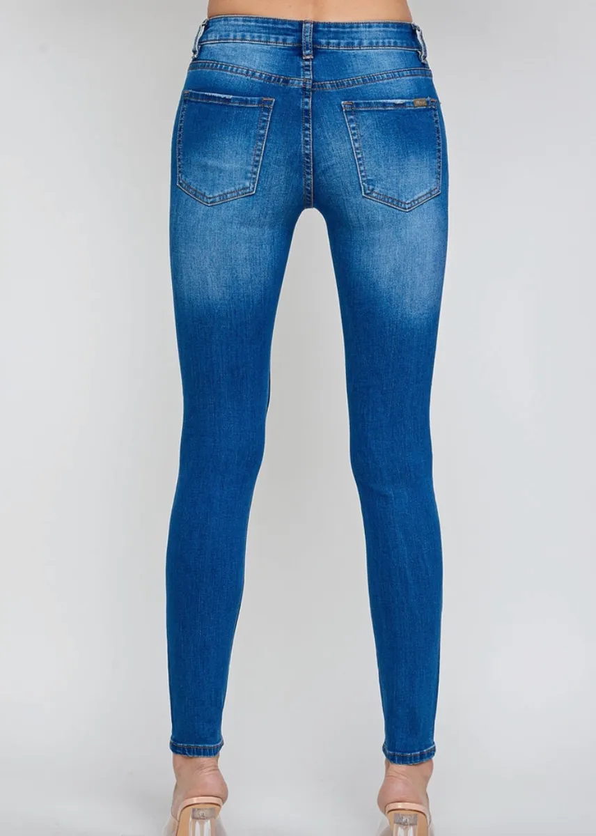 Mimi Mid Rise Blue Skinny Jeans