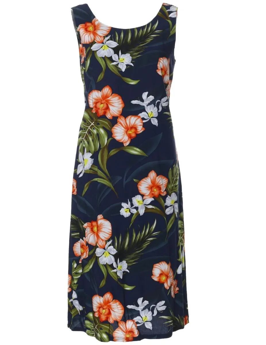 Passion Orchids Bias Sleeveless Knee Length Dress