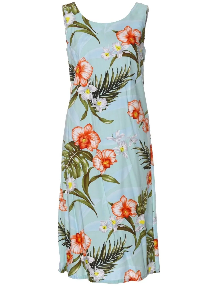 Passion Orchids Bias Sleeveless Knee Length Dress