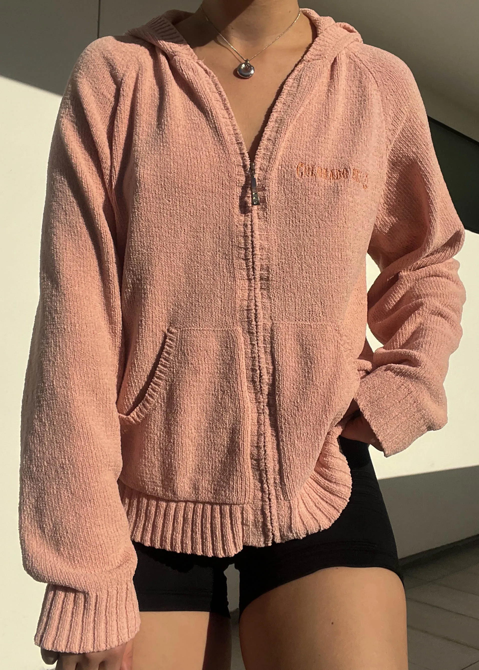Plush Peach Hoodie Jacket (XL)