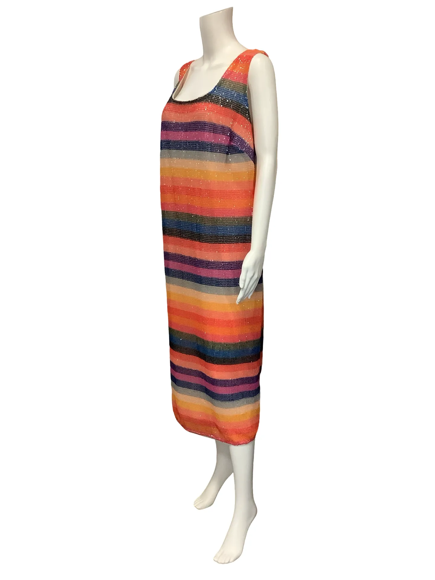 Rachael Roy Dress Striped Print Midi Sequined Size: 16W