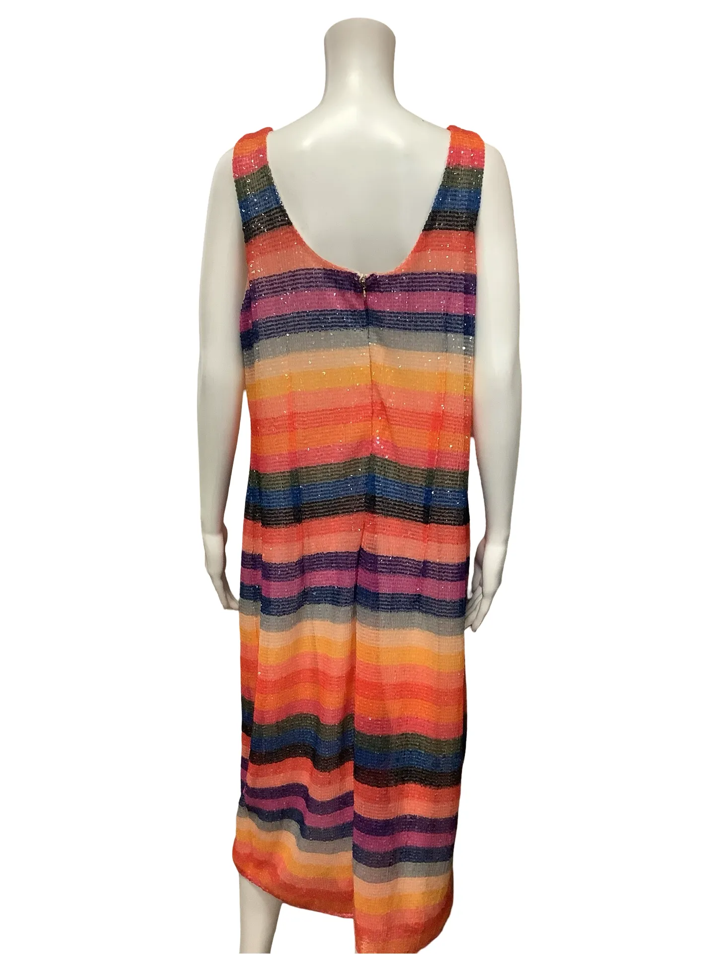Rachael Roy Dress Striped Print Midi Sequined Size: 16W