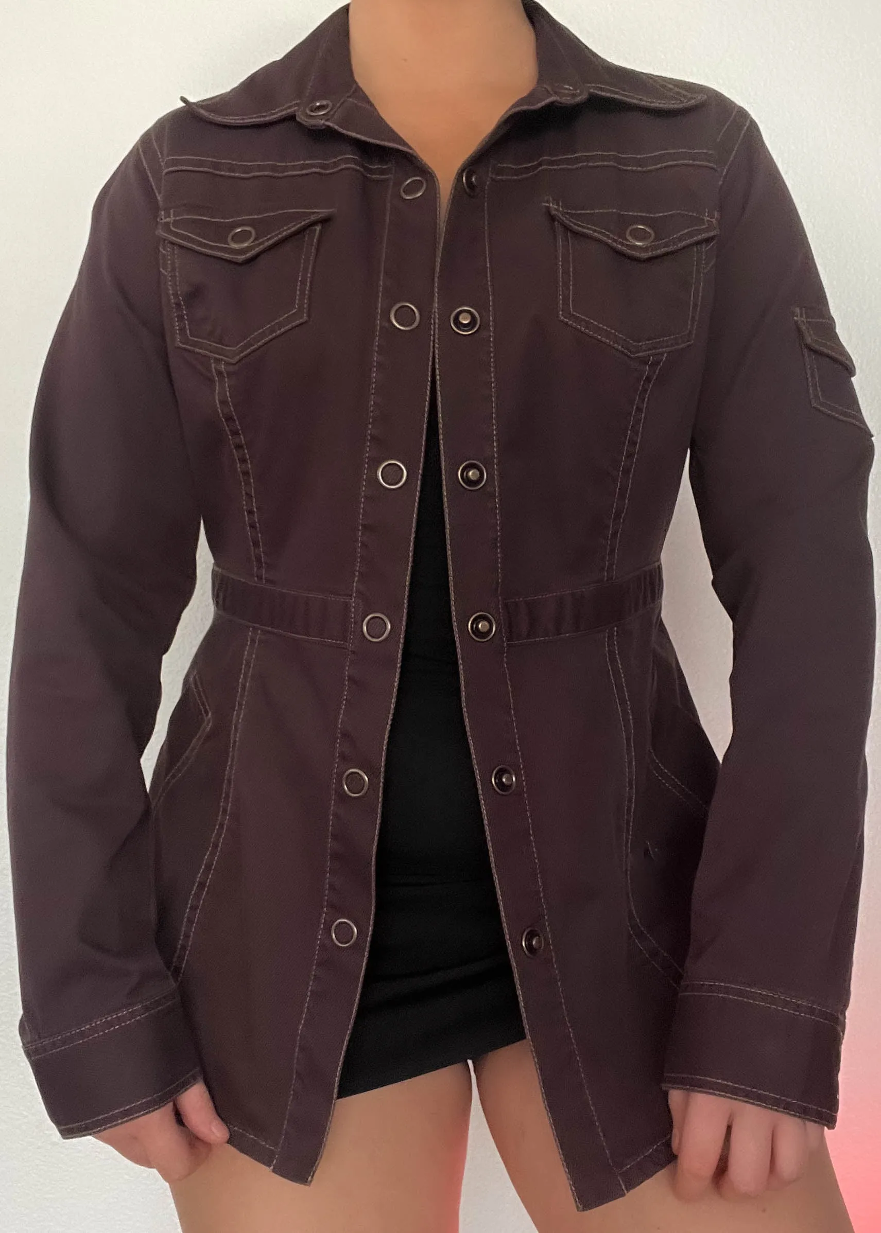 Romina Brown Snap-Up Jacket (M)