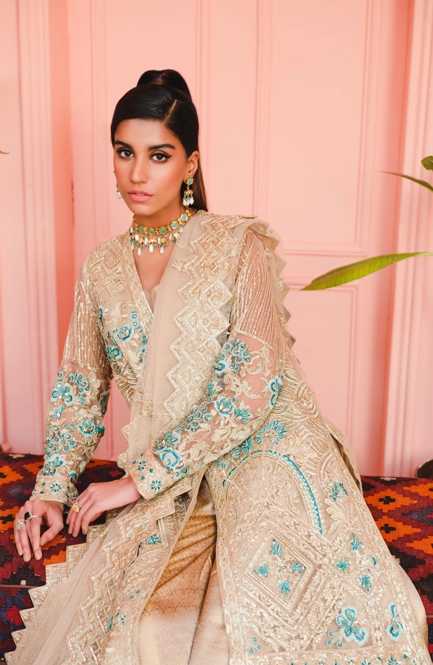 Royal Pakistani Gown Dress with Farshi Sharara #PF378