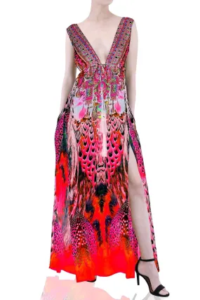 Sexy Pink Dress With High Slit