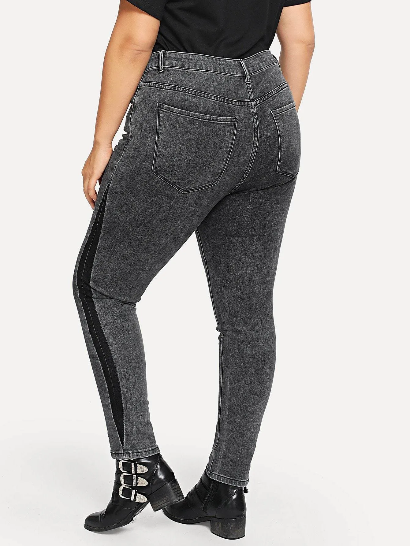 SHEIN Plus Contrast Panel Skinny Jeans
