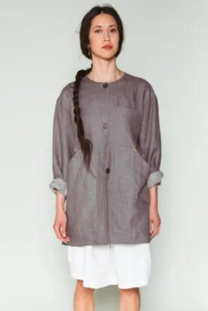 Shosh Grey Belted Linen Jacket