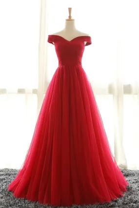 Simple Ball Gown Off Shoulder Tulle Prom Dress