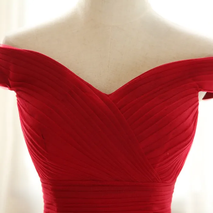 Simple Ball Gown Off Shoulder Tulle Prom Dress