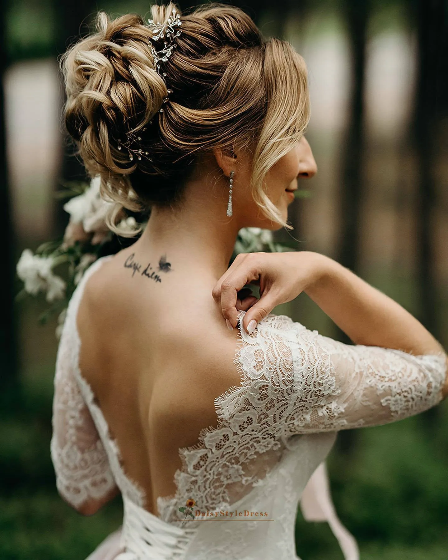 Simple Half Sleeve Blush Pink Wedding Dress