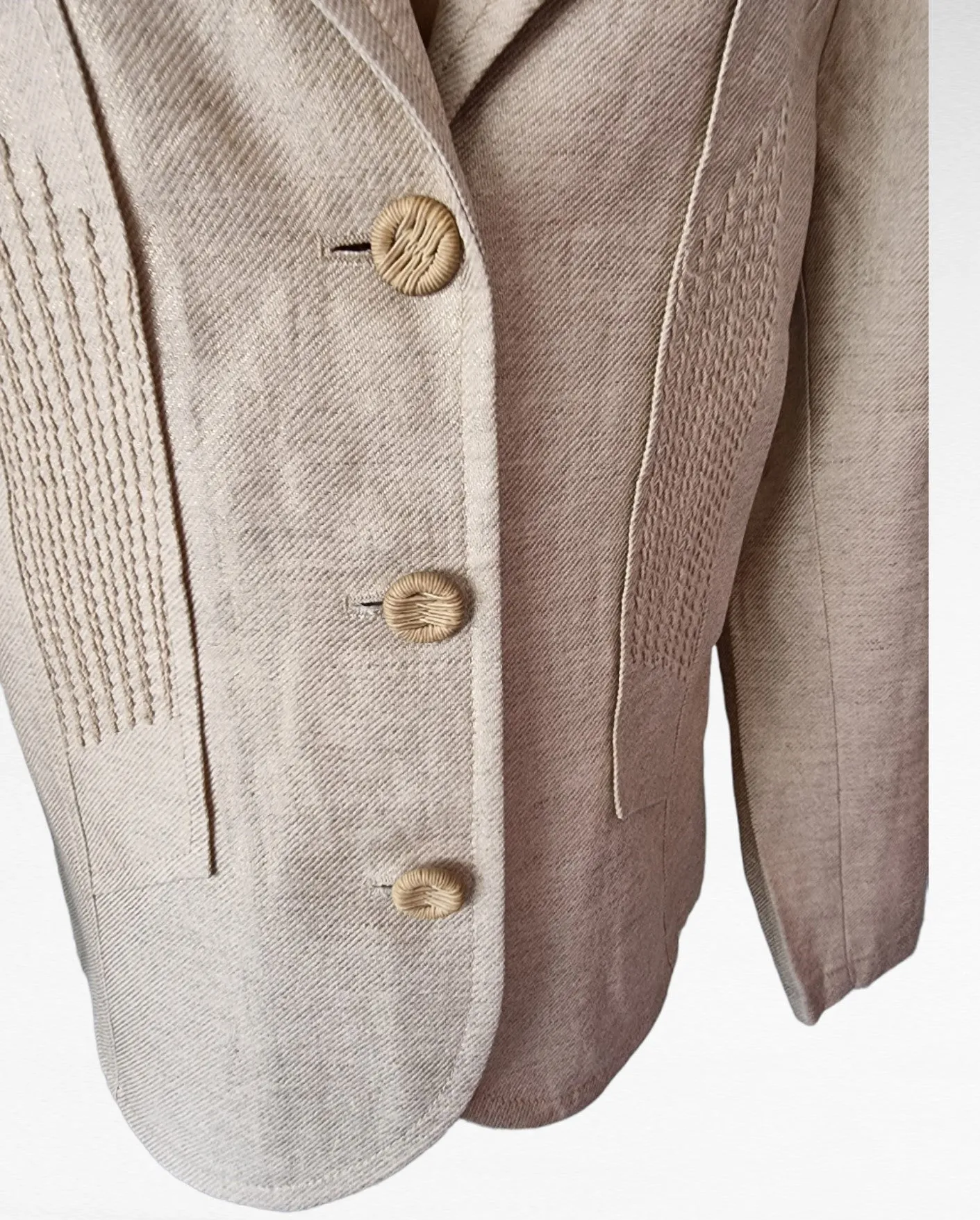 Tuzzi Designer Champaign/Cream Embroidered Front Fitted Jacket UK18 US14 EU46