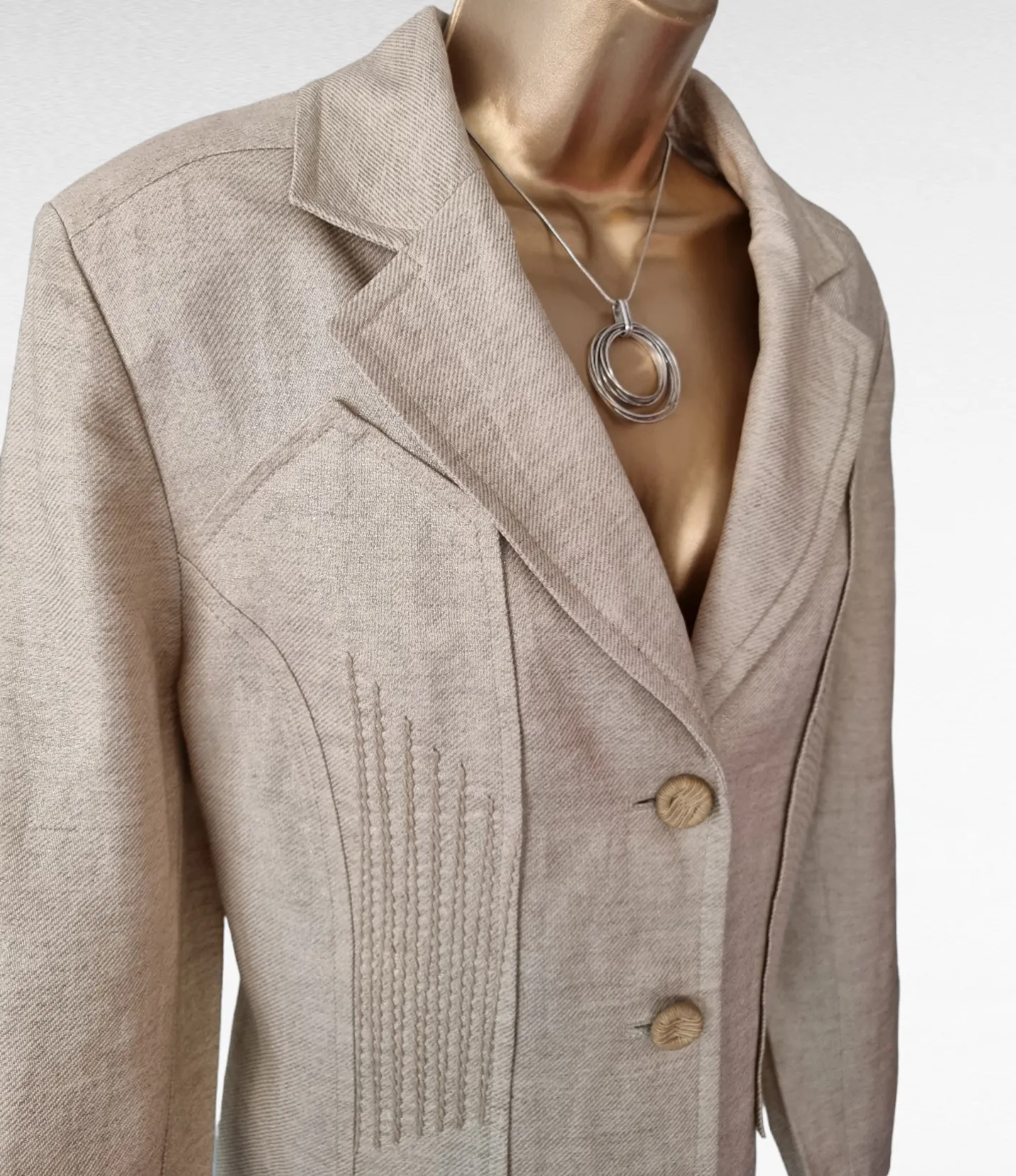 Tuzzi Designer Champaign/Cream Embroidered Front Fitted Jacket UK18 US14 EU46