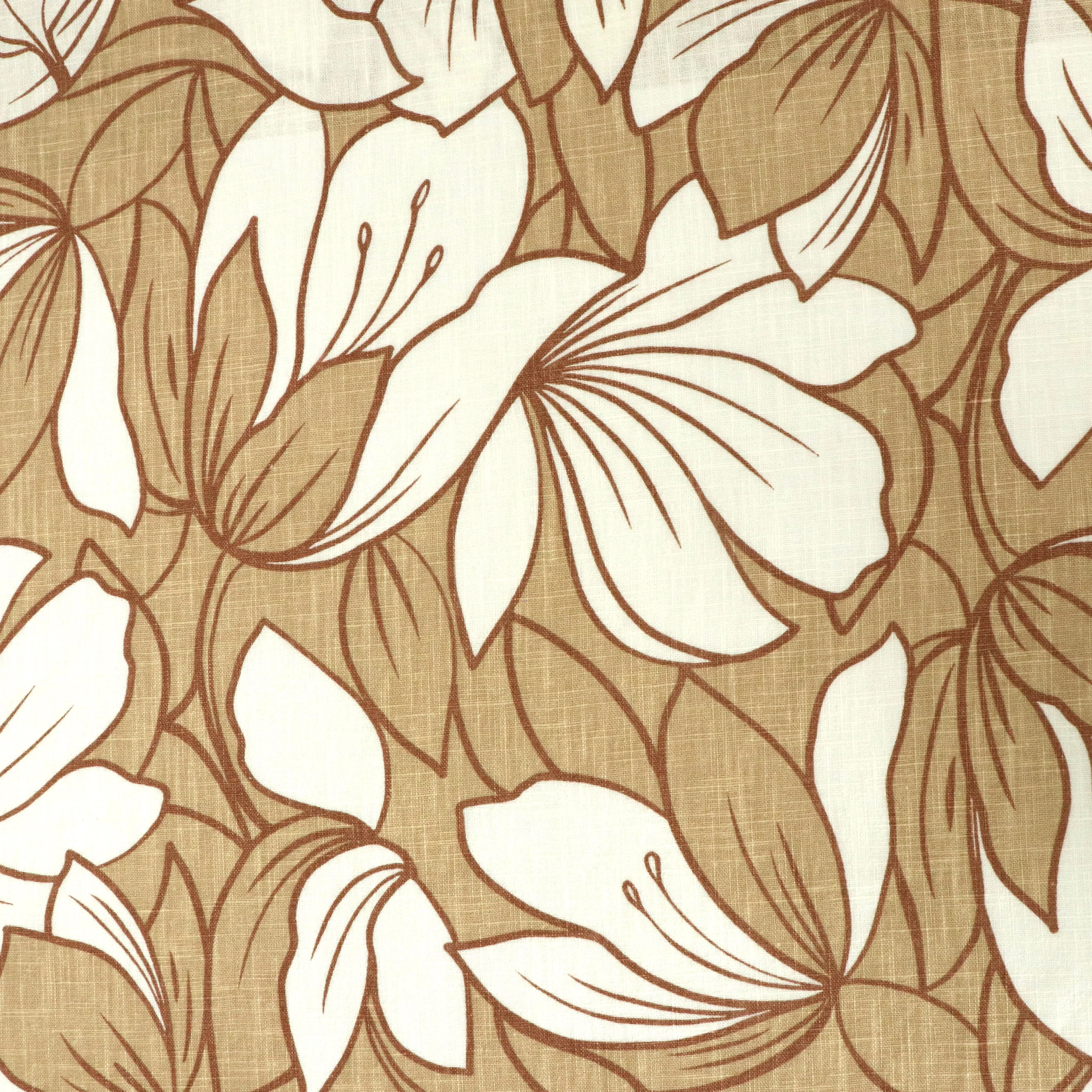 Washed Linen Cotton - Floral Outline - Beige - SALE