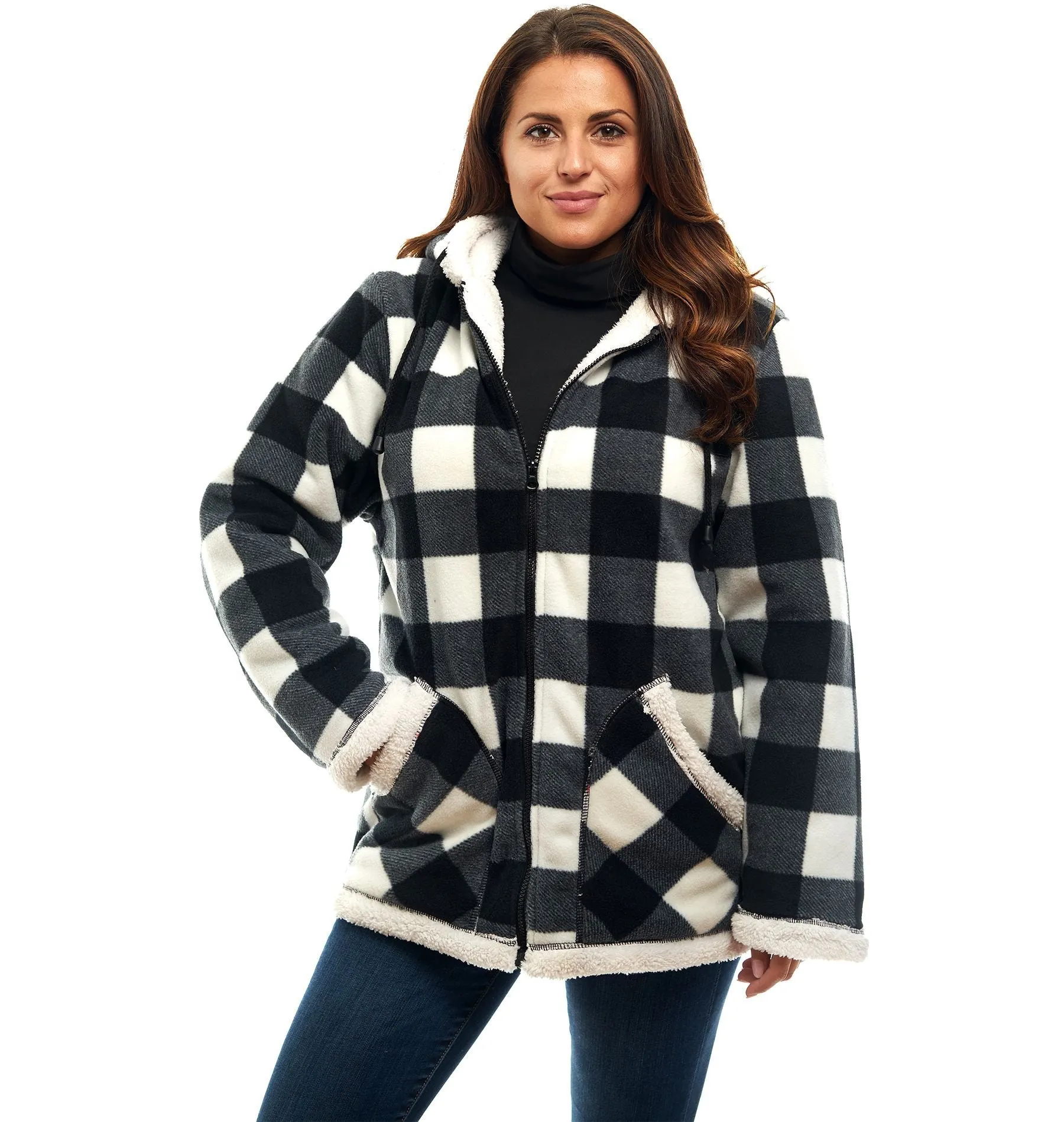 Women's Plush Plaid Sherpa Lined Jacket
