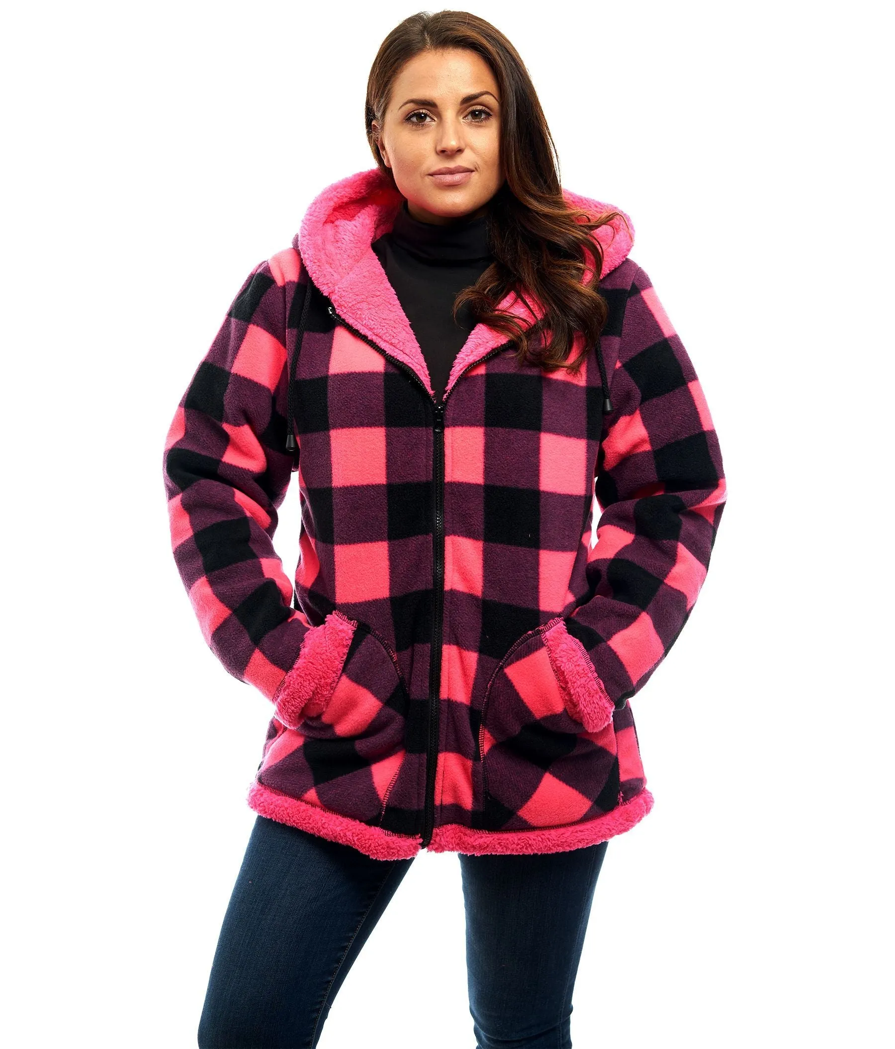 Women's Plush Plaid Sherpa Lined Jacket