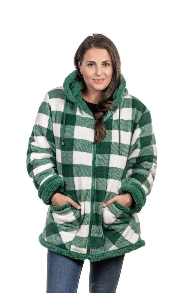 Women's Plush Plaid Sherpa Lined Jacket
