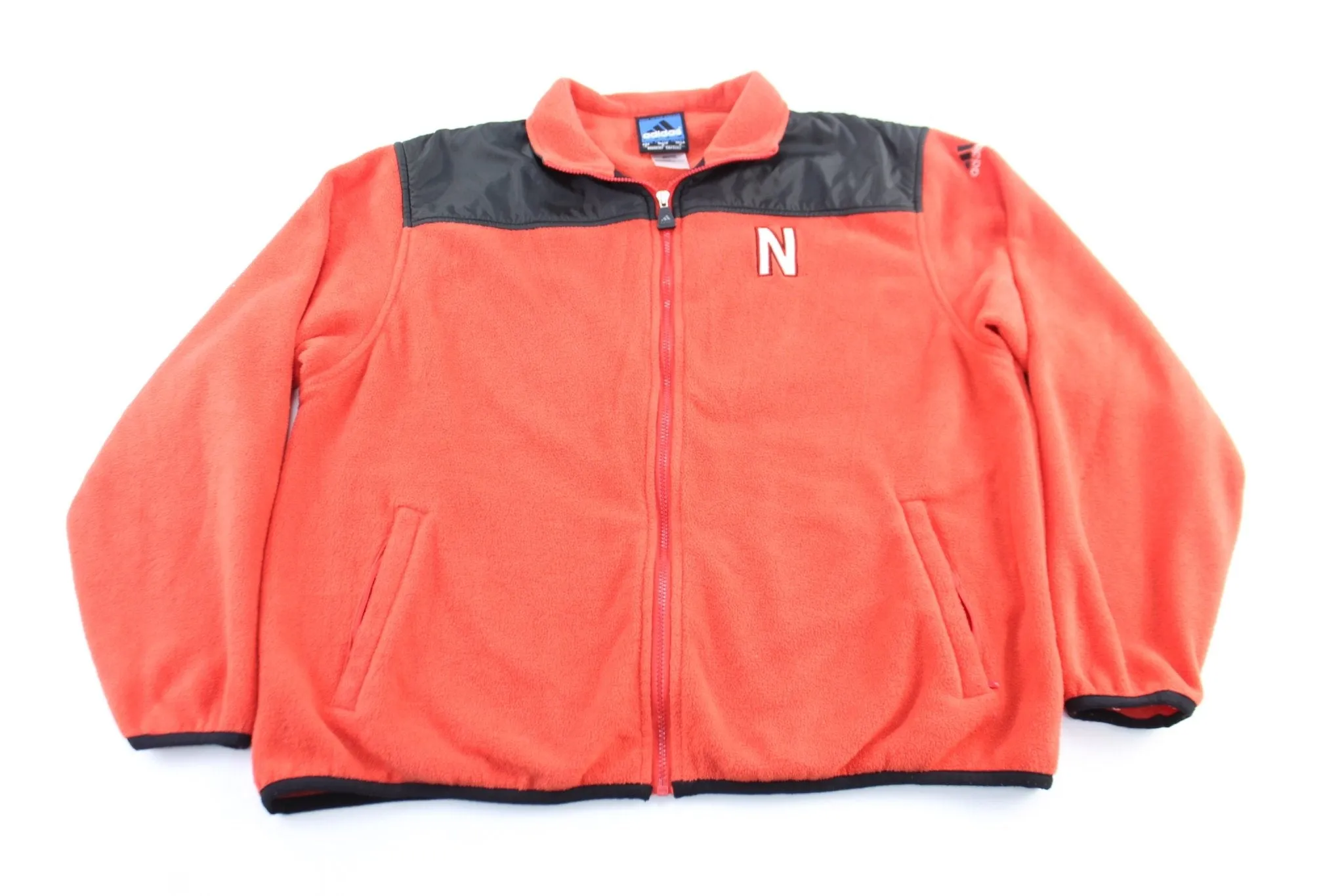 Y2K Adidas Embroidered Logo University of Nebraska Fleece Zip Up Jacket
