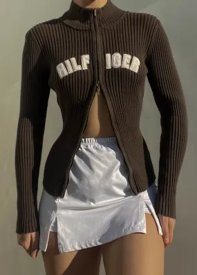 Y2k Double Zip Brown Tommy Knit (S)