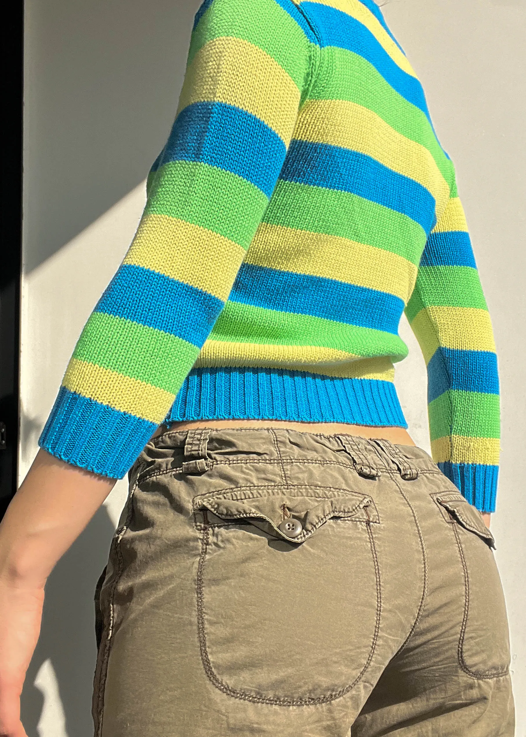 Y2k Striped Knit Jacket (S)