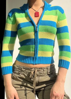Y2k Striped Knit Jacket (S)