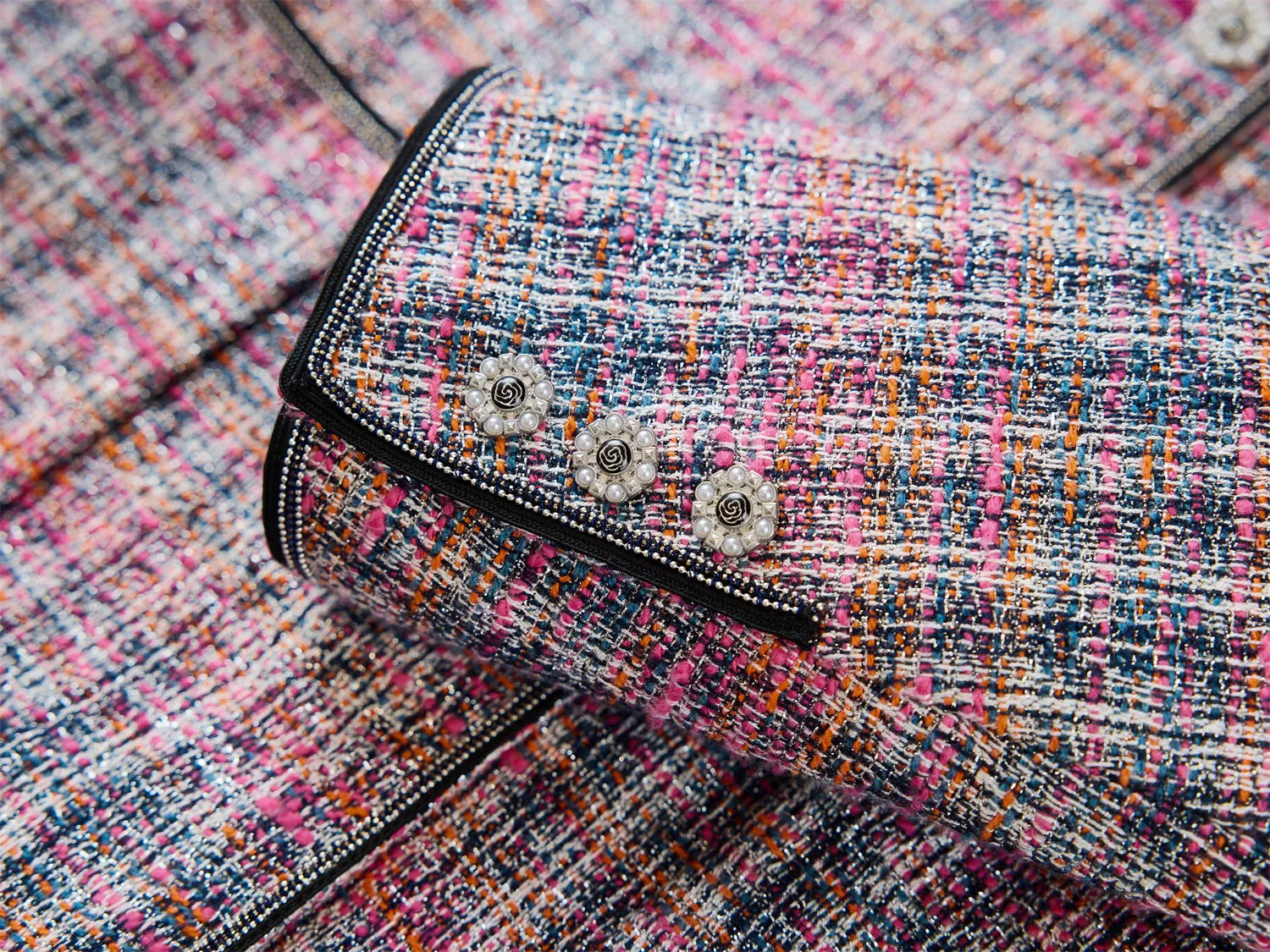 YAYING Chunky Tweed Stand-Collar Jacket
