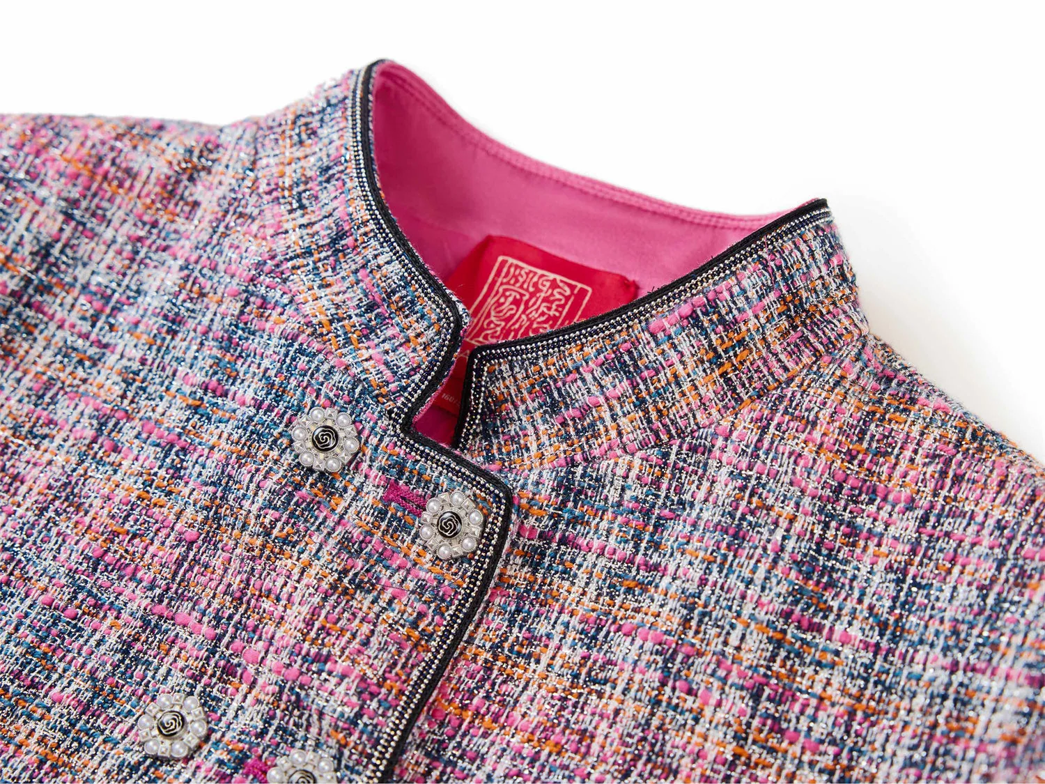 YAYING Chunky Tweed Stand-Collar Jacket